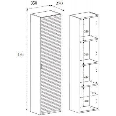 Rodan Loft szafka 35x27x136 cm boczna wisząca czarna-dąb