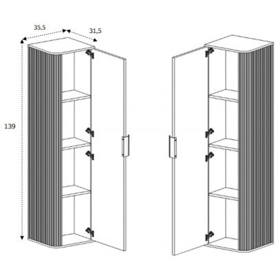 Rodan Elegance szafka 35,5x31,5x139 cm boczna wisząca biała