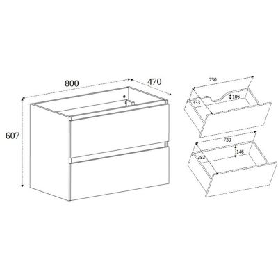 Rodan Simple szafka 80x46x60,7 cm podumywalkowa wisząca dąb