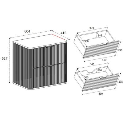 Rodan Elegance szafka z blatem 60,4x41,5x51,7 cm podumywalkowa wisząca dąb