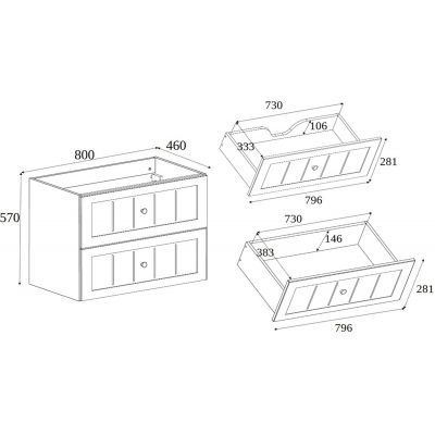 Rodan Gusto szafka 80x46x57 cm podumywalkowa wisząca biała
