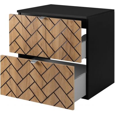 Zestaw Rodan Trend szafka 60 cm podumywalkowa z blatem czarny/dąb (5906154450874, 5906154451888)