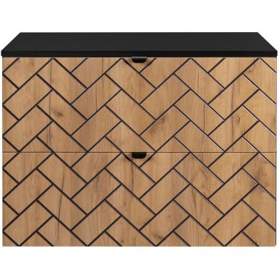 Zestaw Rodan Trend szafka 80 cm podumywalkowa z blatem czarny/dąb (5906154450881, 5906154451925)