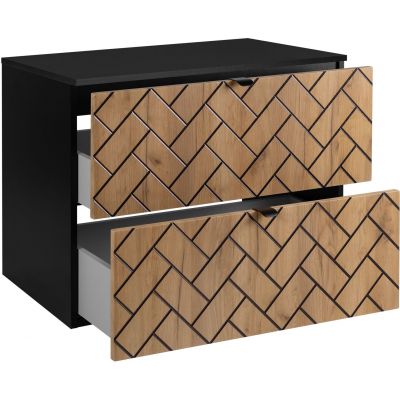 Zestaw Rodan Trend szafka 80 cm podumywalkowa z blatem czarny/dąb (5906154450881, 5906154451925)
