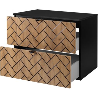 Zestaw Rodan Trend szafka 80 cm podumywalkowa z blatem czarny/dąb (5906154450881, 5906154451925)