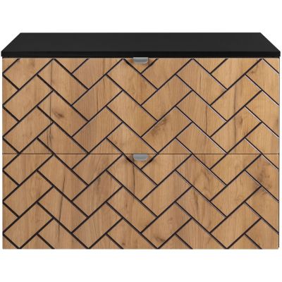Zestaw Rodan Trend szafka 80 cm podumywalkowa z blatem czarny/dąb (5906154450881, 5906154451925)