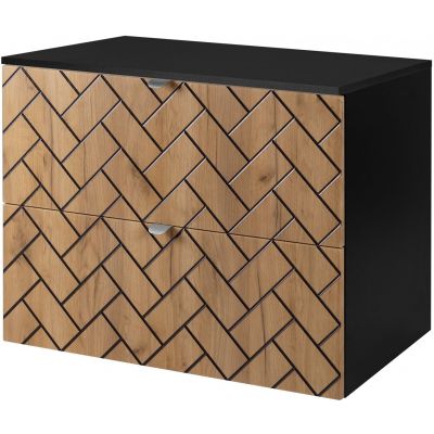 Zestaw Rodan Trend szafka 80 cm podumywalkowa z blatem czarny/dąb (5906154450881, 5906154451925)