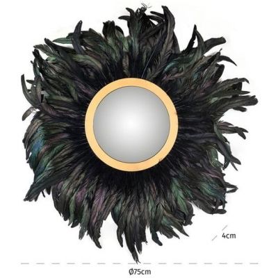 Richmond Madlen lustro 75 cm czarne z piórami -MI-0050