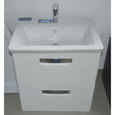 Zestaw Roca Gap umywalka z szafką biała i baterią stojącą L-20 chrom (A855710576, A5A3009C00)