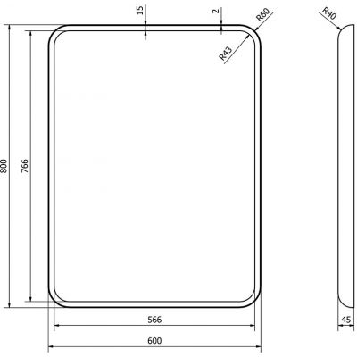 Sapho Float lustro 60x80 cm prostokątne z oświetleniem LED białe barwa neutralna 22572
