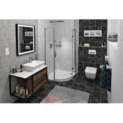 Sapho Skara szafka 80 cm podumywalkowa wisząca czarny mat/dąb Collingwood CG003-1919