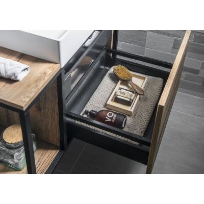 Sapho Skara szafka 80 cm podumywalkowa wisząca czarny mat/dąb Collingwood CG003-1919