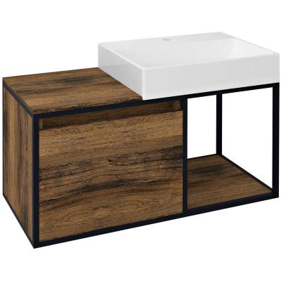 Sapho Skara szafka 100 cm podumywalkowa wisząca czarny mat/dąb Collingwood CG004-1919