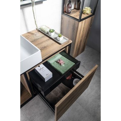 Sapho Skara szafka 100 cm podumywalkowa wisząca czarny mat/dąb Collingwood CG004-1919