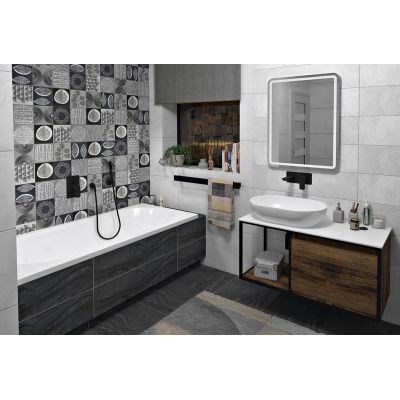 Sapho Skara szafka 100 cm podumywalkowa wisząca czarny mat/dąb Collingwood CG004-1919