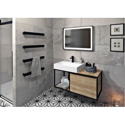 Sapho Skara szafka 100 cm podumywalkowa wisząca czarny mat/dąb Alabama CG004-2222