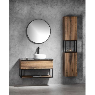 Sapho Skara szafka 171 cm boczna wisząca słupek czarny mat/dąb Collingwood CG010-1919