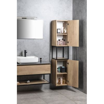 Sapho Skara szafka 171 cm boczna wisząca słupek czarny mat/dąb Alabama CG010-2222