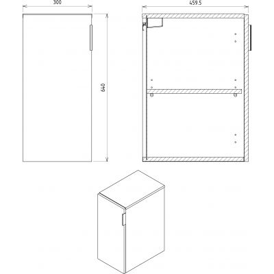 Sapho Cirasa szafka 30 cm boczna wisząca dąb Alabama CR301-2222