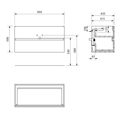 Sapho Odetta szafka 95x43,5x50 cm podumywalkowa wisząca biały połysk DT100-3030