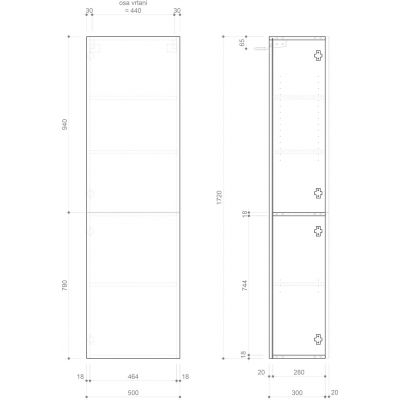 Sapho Espace szafka 172 cm boczna wisząca słupek biały połysk ESC450-3030