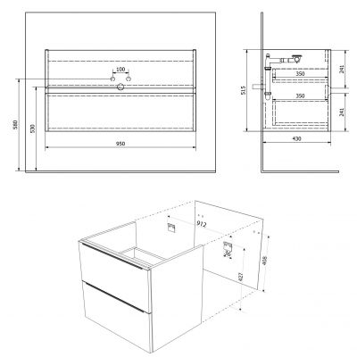 Sapho Filena szafka 95x43,5x51,5 cm podumywalkowa wisząca biała matowa FID1210W