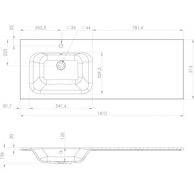 Sapho Lorea szafka 141x51,5x46 cm podumywalkowa wisząca biała LE070-3131-L-04