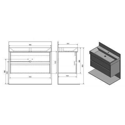 Sapho Nirona szafka 95x43x50 cm podumywalkowa wisząca biała NR100-3030