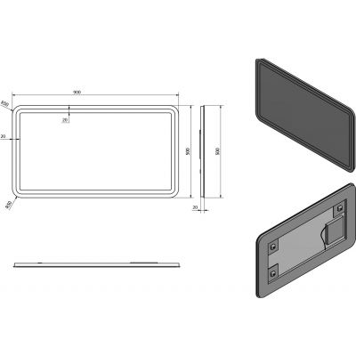 Sapho Nyx lustro 90x50 cm prostokątne z oświetleniem LED NY090