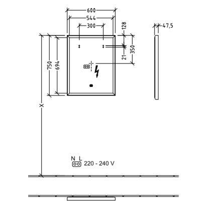 Villeroy & Boch Subway 3.0 lustro 60x75 cm prostokątne z oświetleniem srebrny A46360BC