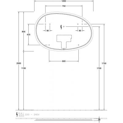 Villeroy & Boch Antao lustro 120x80,5 cm z oświetleniem A4761200