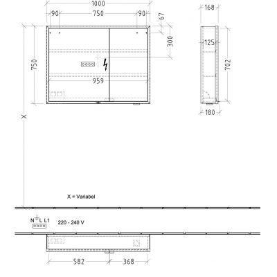 Villeroy & Boch My View+ szafka 100x16,8x75 cm z lustrem Arizona Oak A48110VH