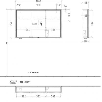 Villeroy & Boch My View+ szafka 120x16,8x75 cm z lustrem Oak Kansas A48112RH