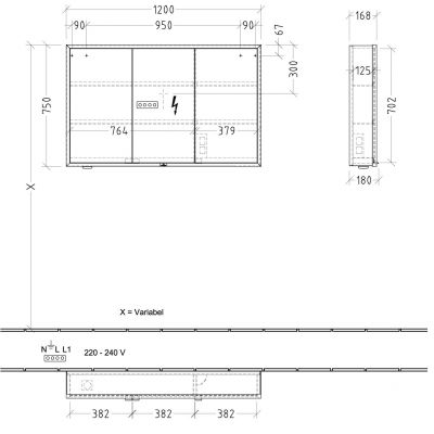 Villeroy & Boch My View+ szafka 120x16,8x75 cm z lustrem Pure White A48112VF