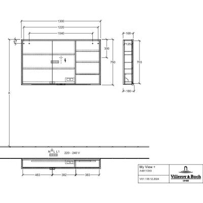 Villeroy & Boch My View+ szafka 75x16,8x130 cm z lustrem Brilliant White A48113VE