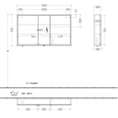 Villeroy & Boch My View+ szafka 130x16,8x75 cm z lustrem Oak Kansas A48113RH