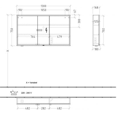 Villeroy & Boch My View+ szafka 130x16,8x75 cm z lustrem Brilliant White A48113VE