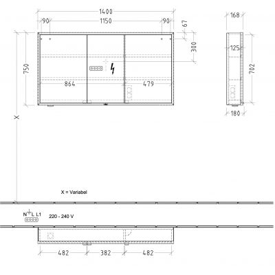 Villeroy & Boch My View+ szafka 140x16,8x75 cm z lustrem Soft Green A48114AF
