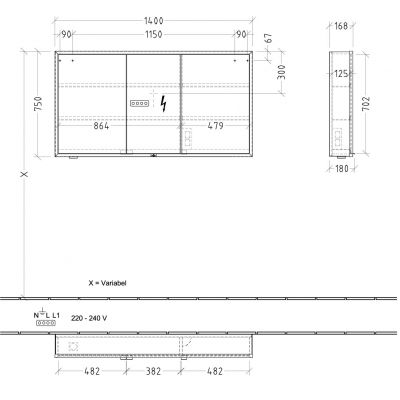 Villeroy & Boch My View+ szafka 140x16,8x75 cm z lustrem Pure White A48114VF