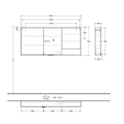 Villeroy & Boch My View+ szafka 160x16,8x75 cm z lustrem Brilliant White A48116VE