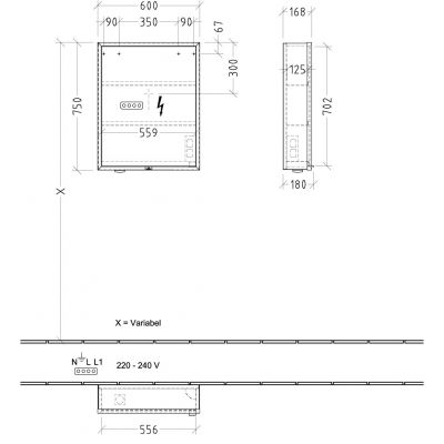 Villeroy & Boch My View+ szafka 60x16,8x75 cm z lustrem aluminium A4816L00