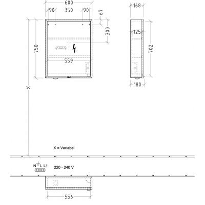 Villeroy & Boch My View+ szafka 60x16,8x75 cm z lustrem Oak Kansas A4816LRH