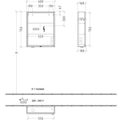 Villeroy & Boch My View+ szafka 60x16,8x75 cm z lustrem Pure White A4816LVF