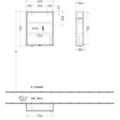 Villeroy & Boch My View+ szafka 60x16,8x75 cm z lustrem Volcano Black A4816LVL