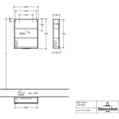 Villeroy & Boch My View+ szafka 75x16,8x60 cm z lustrem Brilliant White A4816RVE