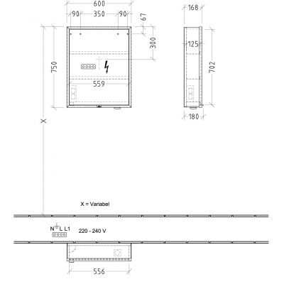 Villeroy & Boch My View+ szafka 60x16,8x75 cm z lustrem Stone Oak A4816RRK