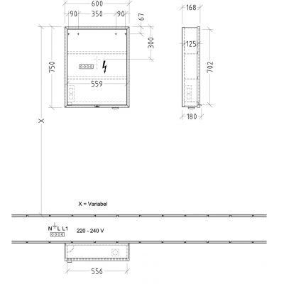 Villeroy & Boch My View+ szafka 60x16,8x75 cm z lustrem Brilliant White A4816RVE