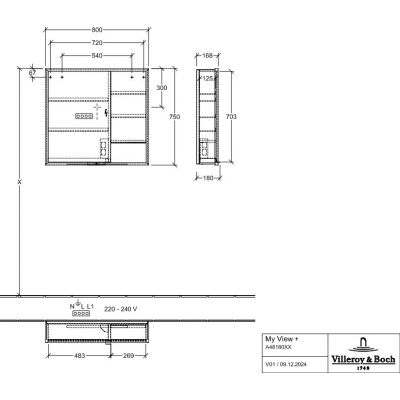 Villeroy & Boch My View+ szafka 75x16,8x80 cm z lustrem Brilliant White A48180VE