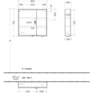 Villeroy & Boch My View+ szafka 80x16,8x75 cm z lustrem aluminium A4818000