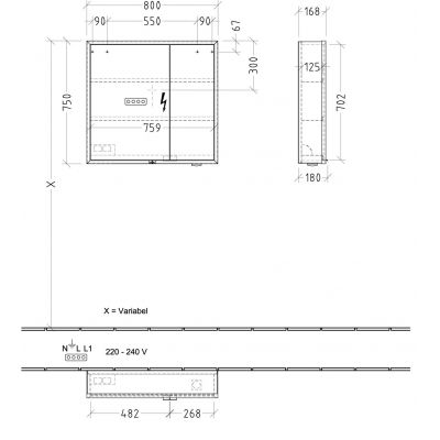 Villeroy & Boch My View+ szafka 80x16,8x75 cm z lustrem Soft Green A48180AF